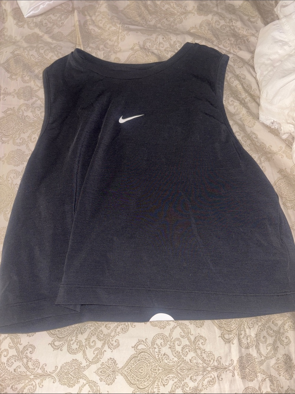 Nike Women’s Black Cropped Tank Top with White Swoosh